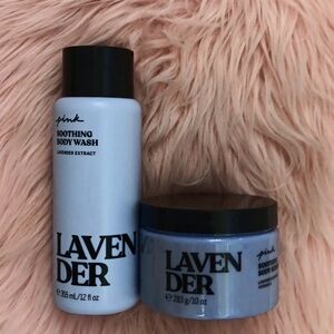 Brand New PINK VICTORIA'S SECRET LAVENDER BODY SCRUB & BODY WASH-2CT
